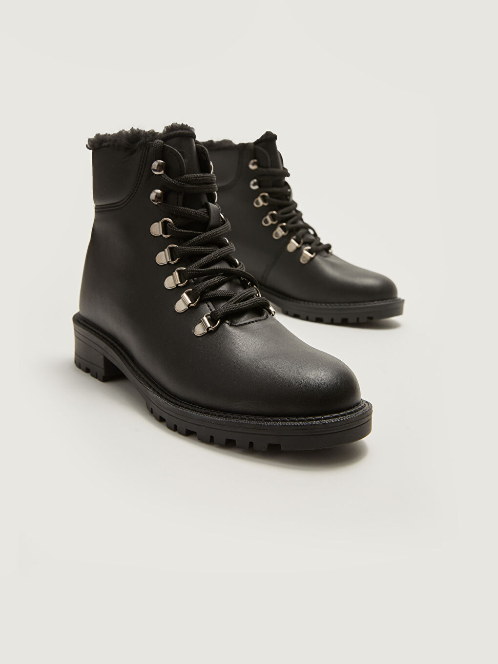 Faux Leather Women's Lace-Up Snow Boots-2
