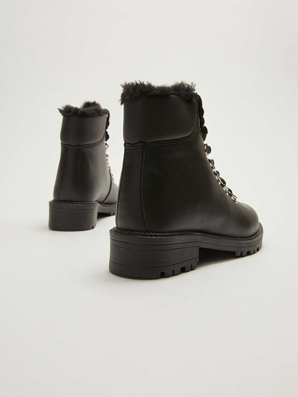Faux Leather Women's Lace-Up Snow Boots-4