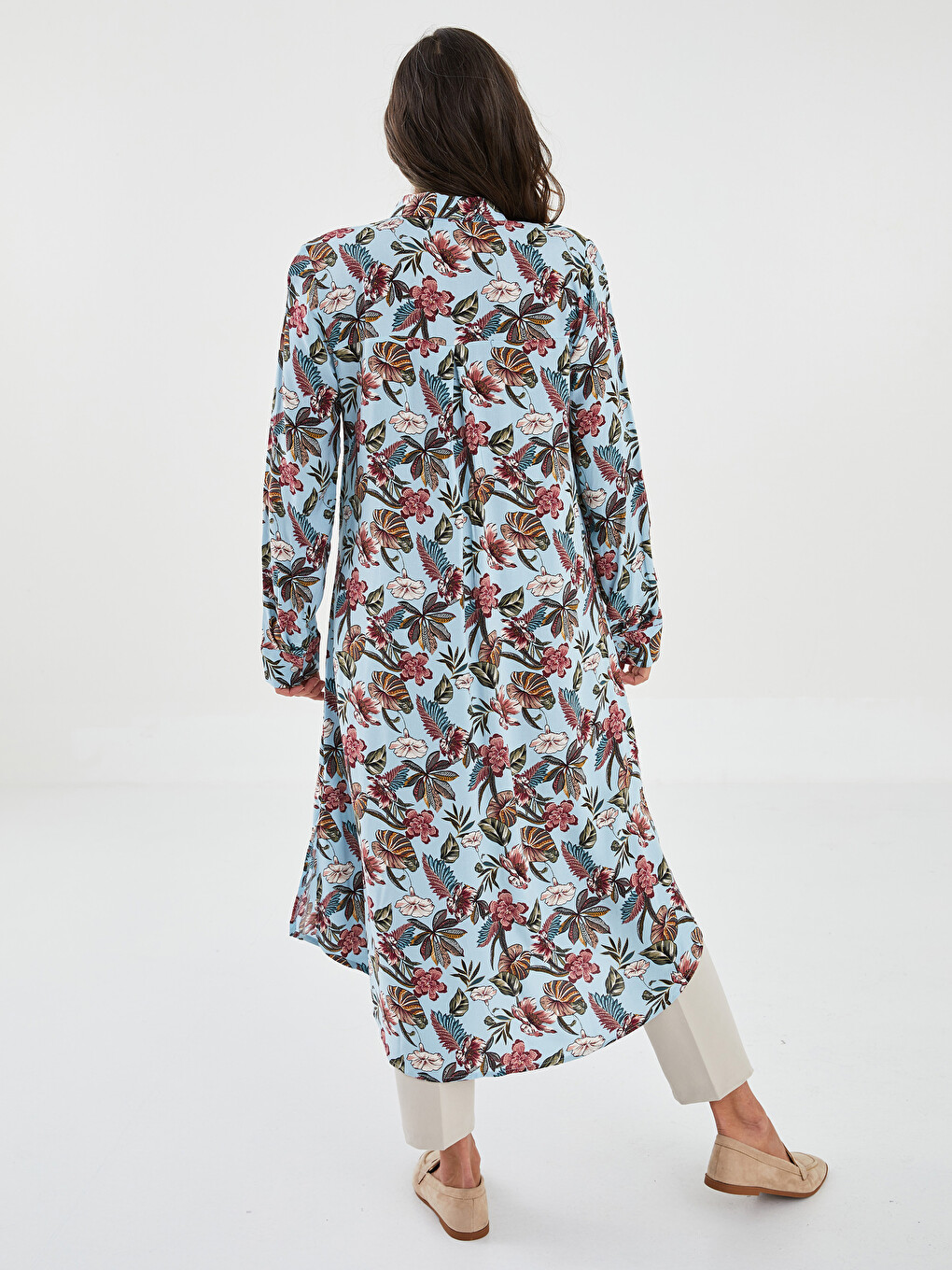 Floral Long Sleeve Viscose Women's Shirt Tunic-3