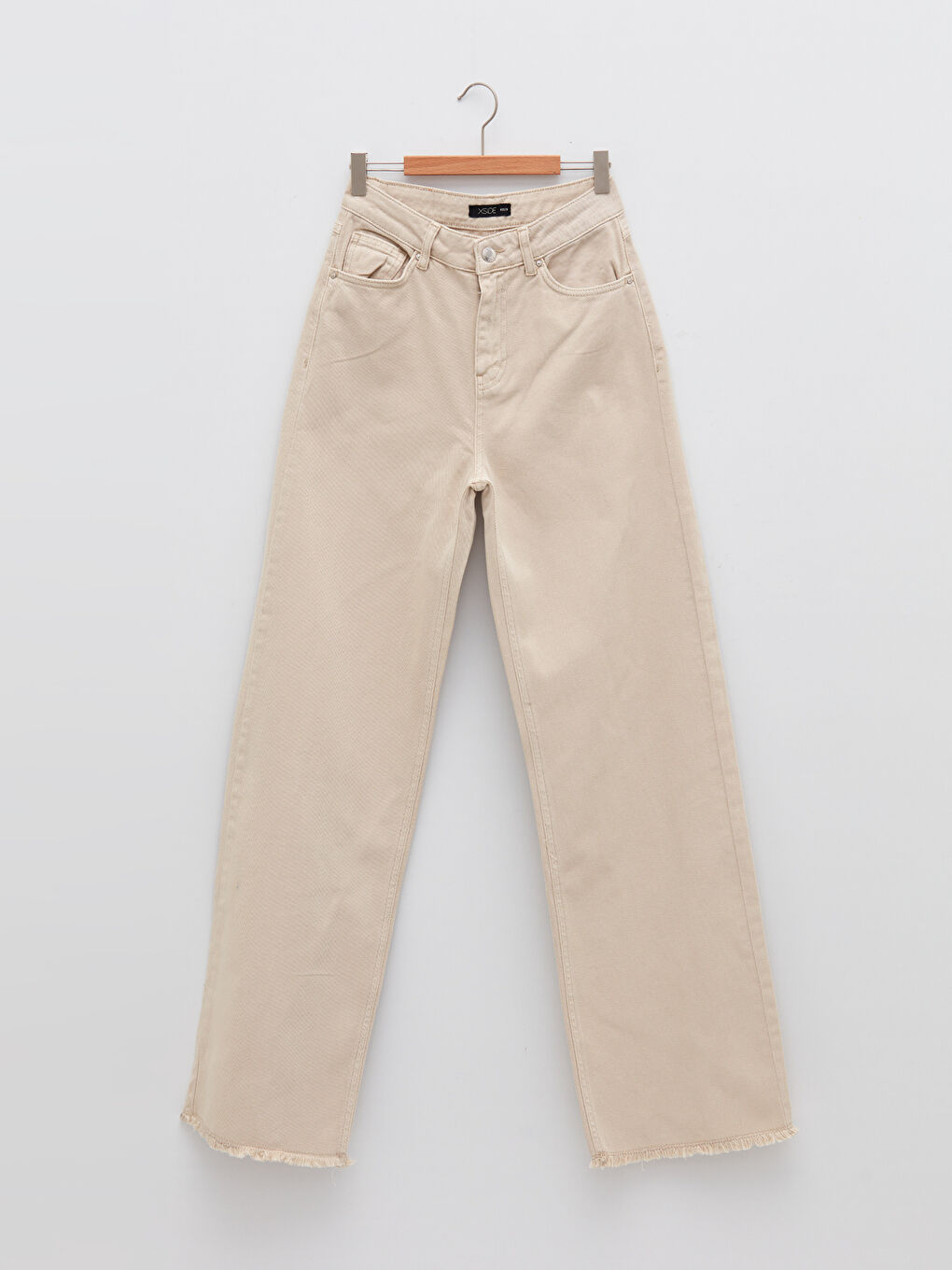 Yüksek Bel Standart Fit Cep Detaylı Geniş Paça Kadın Jean Pantolon-5