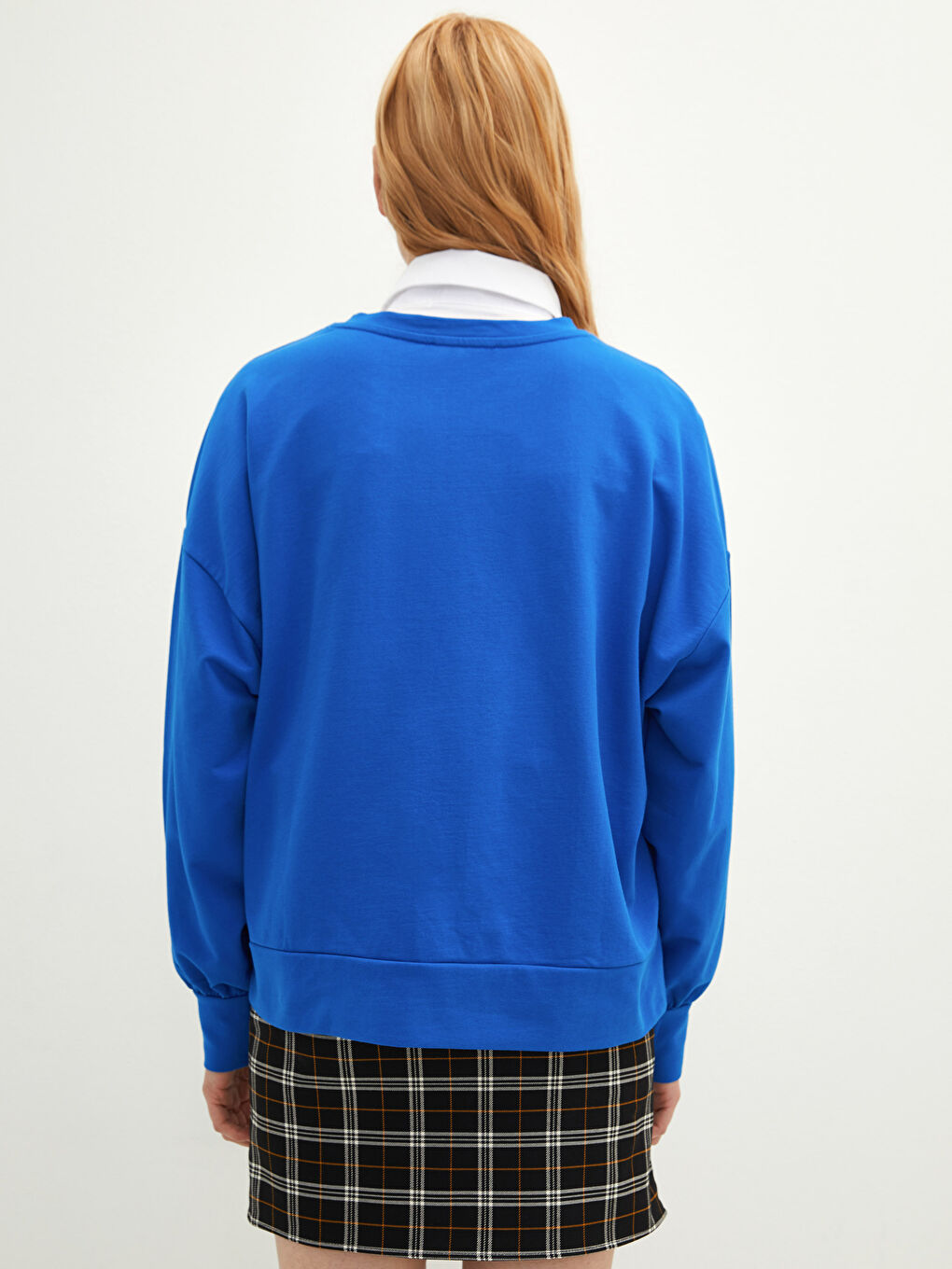 Crew Neck Printed Long Sleeve Cotton Women's Sweatshirt-4