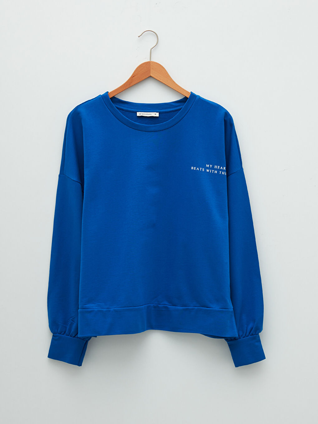 Crew Neck Printed Long Sleeve Cotton Women's Sweatshirt-5