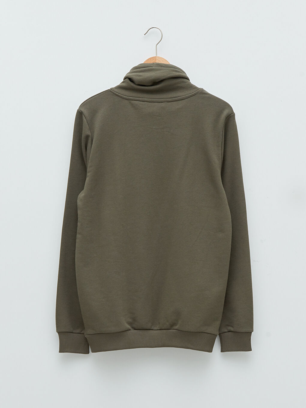 Haki Dik Yaka Uzun Kollu Baskılı Erkek Sweatshirt-5