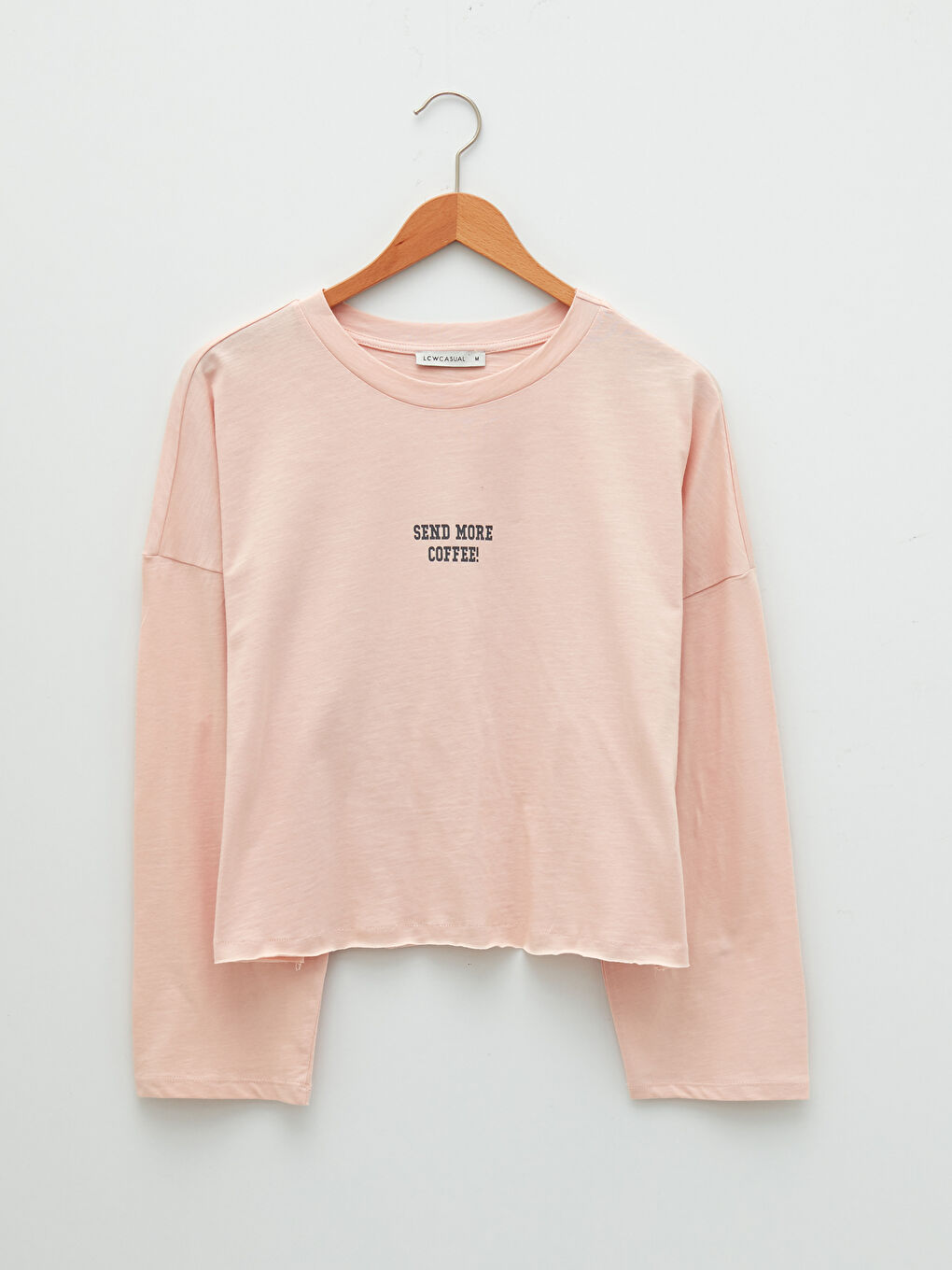 Crew Neck Printed Long Sleeve Cotton Women's T-shirt-5