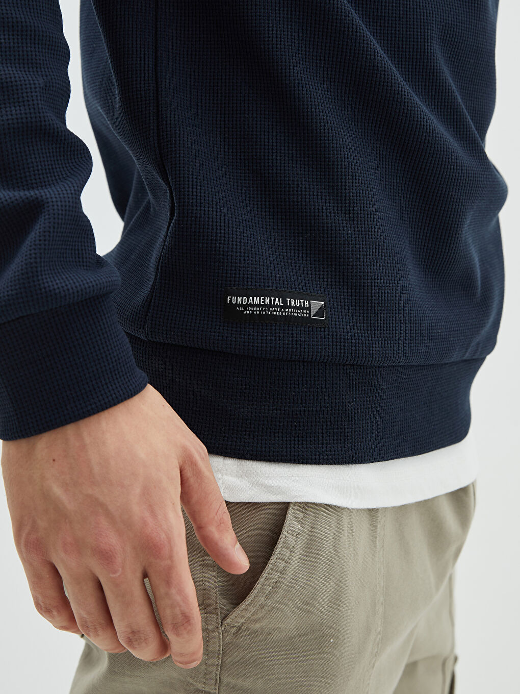 Lacivert Bisiklet Yaka Uzun Kollu Erkek Sweatshirt-2