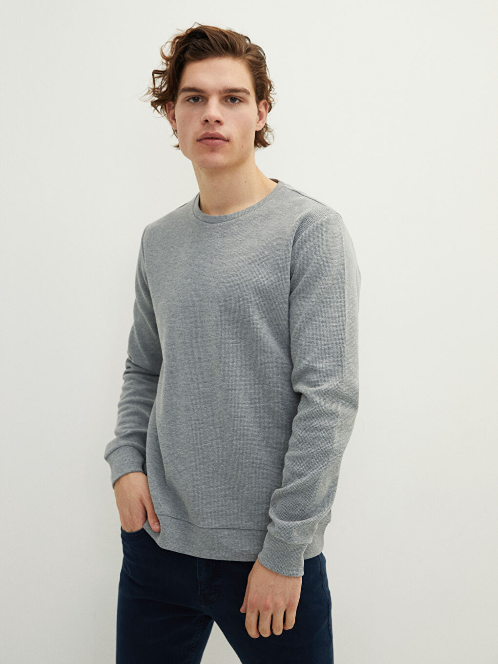 Rundhalsausschnitt Langarm Herren-Sweatshirt-1