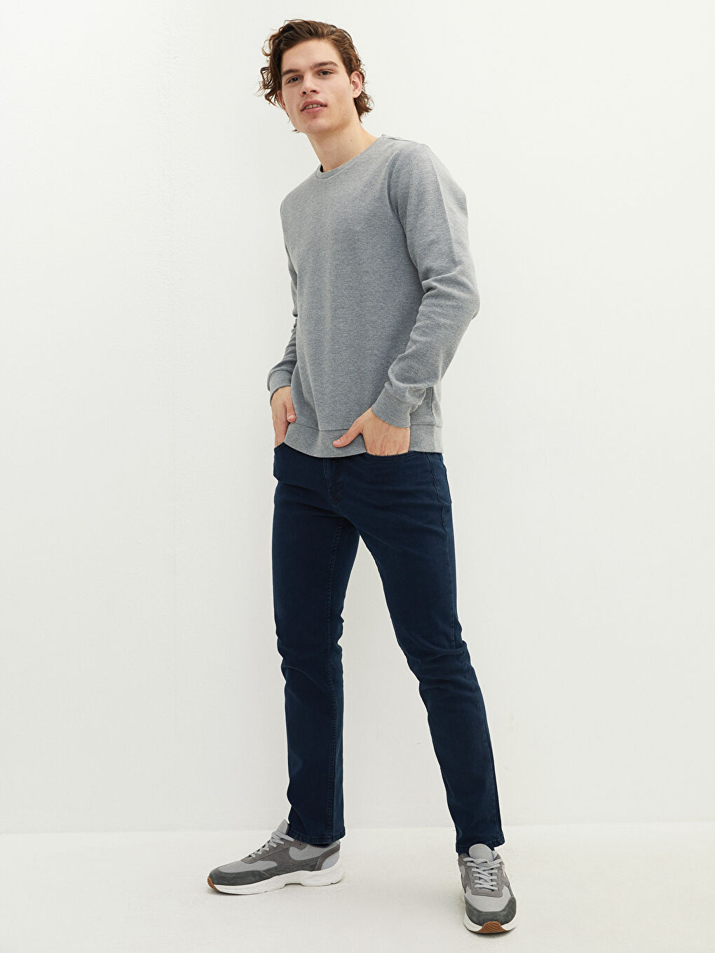 Rundhalsausschnitt Langarm Herren-Sweatshirt-3