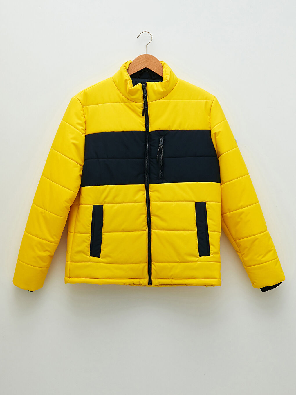 Sarı Standart Kalıp Dik Yaka Erkek Mont