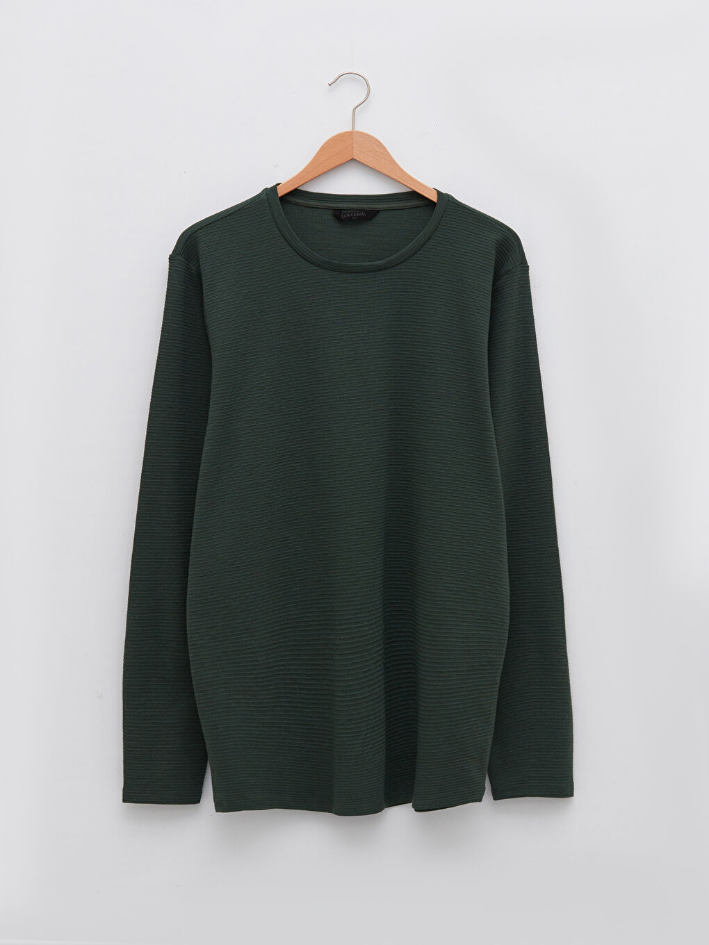 سويت شيرت أساسي كم طويل ياقة دائرية للرجال-5