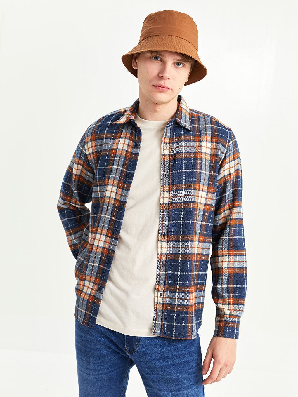 Regular Fit Long Sleeve Plaid Men's Flannel Shirt-1