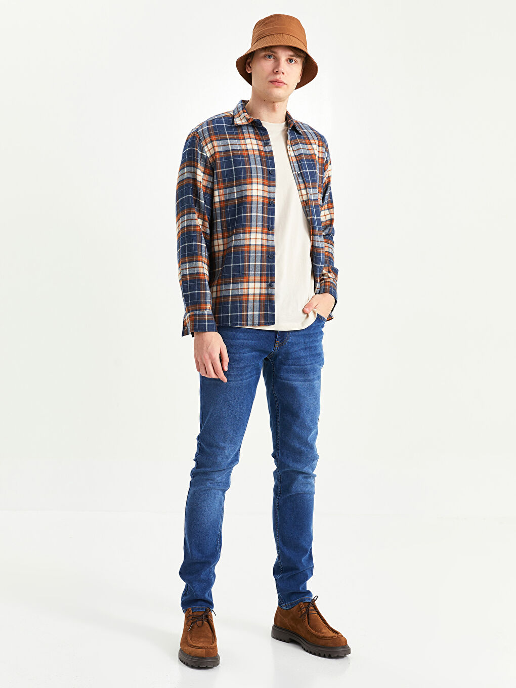 Regular Fit Long Sleeve Plaid Men's Flannel Shirt-2