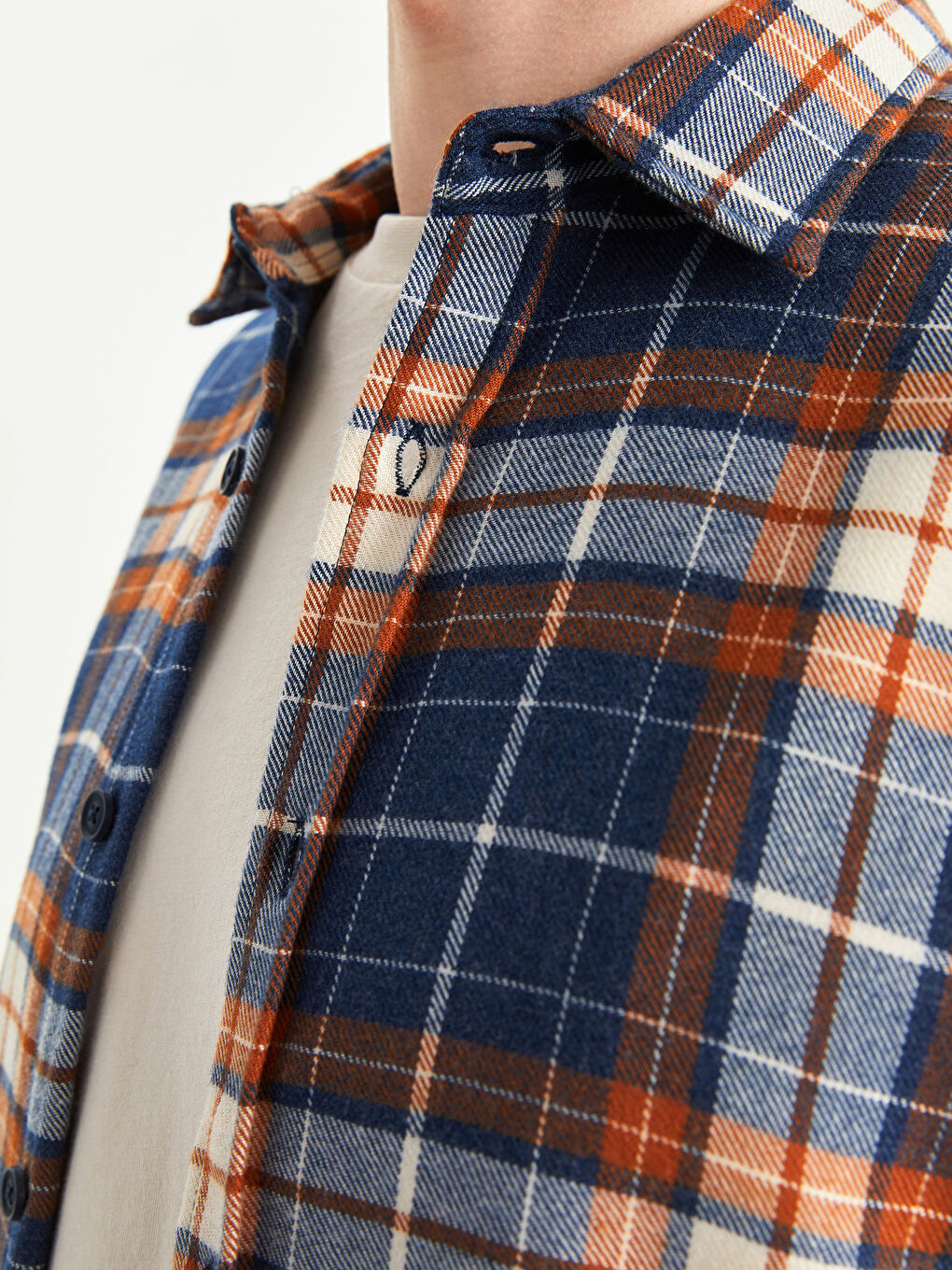 Regular Fit Long Sleeve Plaid Men's Flannel Shirt-3