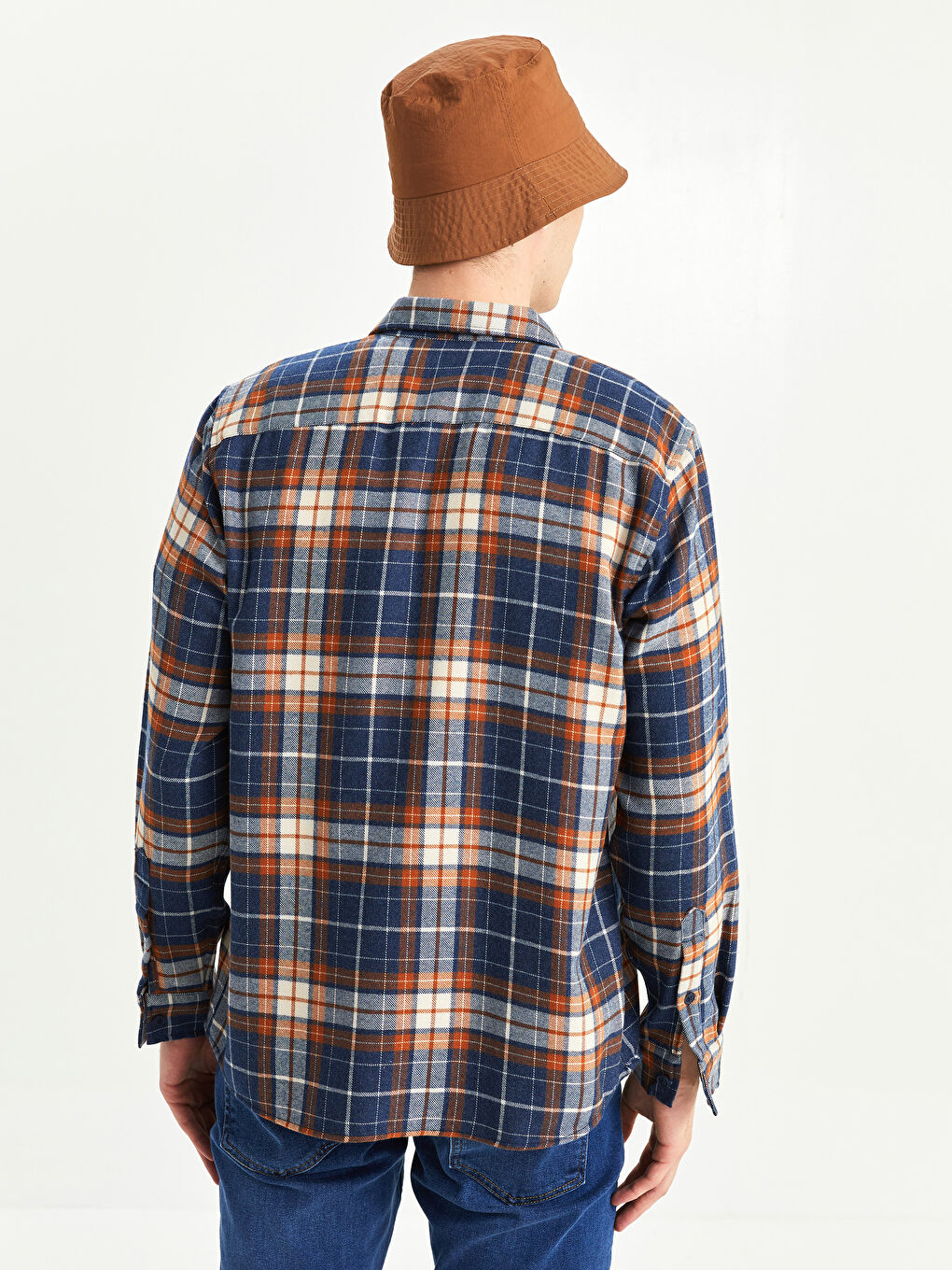 Regular Fit Long Sleeve Plaid Men's Flannel Shirt-4