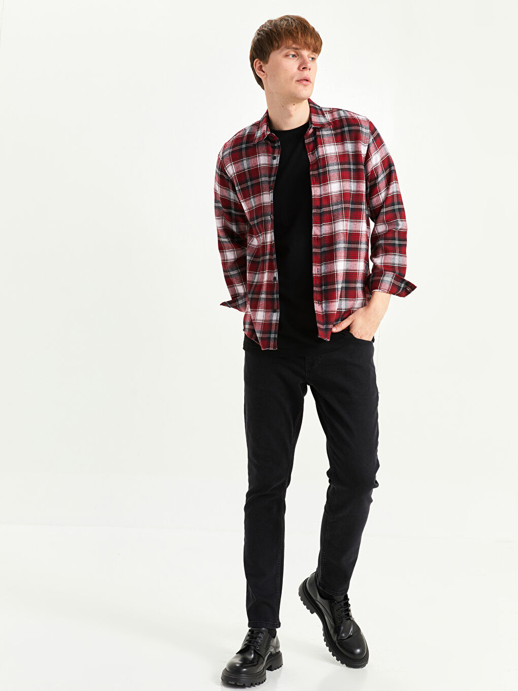 XSIDE Regular Fit Long Sleeve Plaid Men's Flannel Shirt