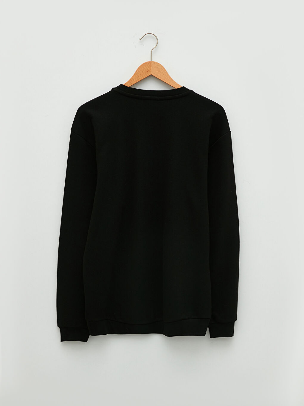 Siyah Bisiklet Yaka Uzun Kollu Baskılı Erkek Sweatshirt-6