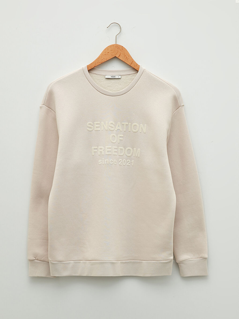 Crew Neck Printed Men's Thick Sweatshirt-5