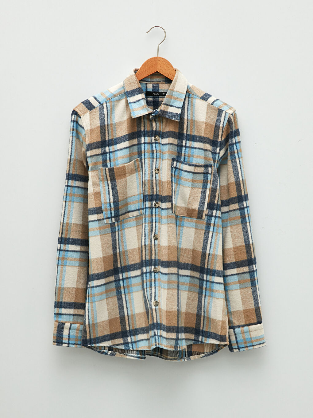 Muška karirana košulja-jakna dugih rukava regularnog kroja-5