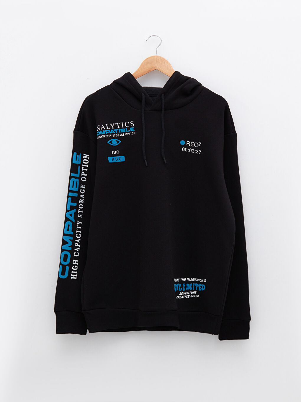 Oversize Baskılı Kalın Erkek Kalın Hoodie-7
