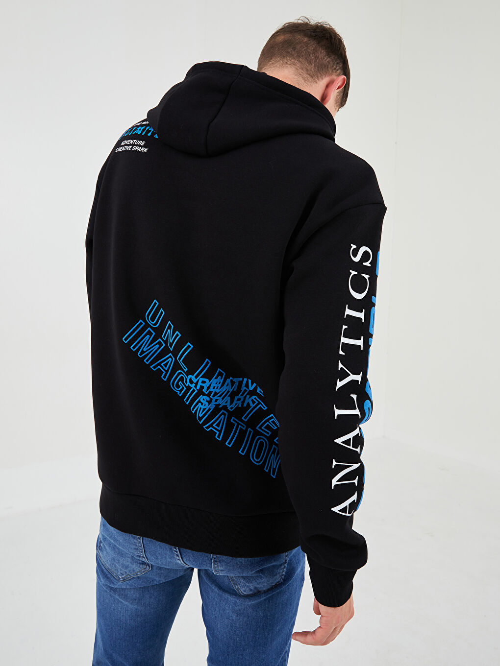 Oversize Baskılı Kalın Erkek Kalın Hoodie-6