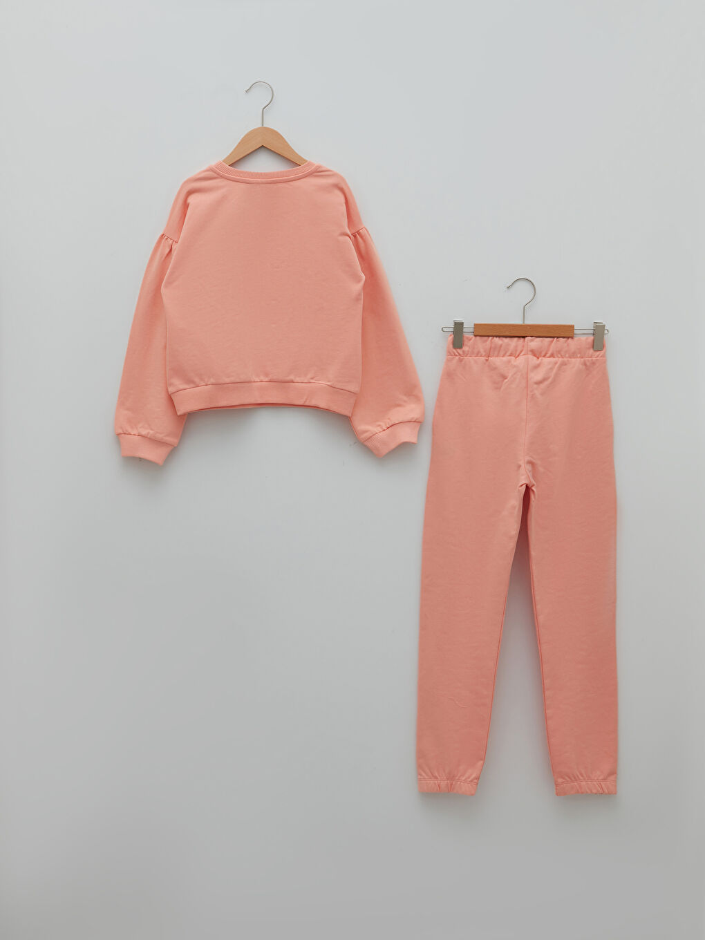 Mercan Bisiklet Yaka Baskılı Uzun Kollu Oversize Kız Çocuk Sweatshirt ve Eşofman Altı-3