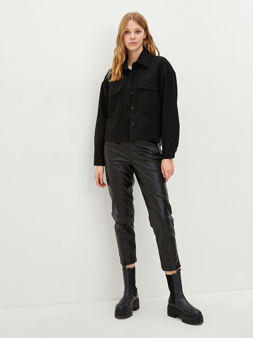 Shirt Collar Straight Long Sleeve Women's Cachet Jacket-3