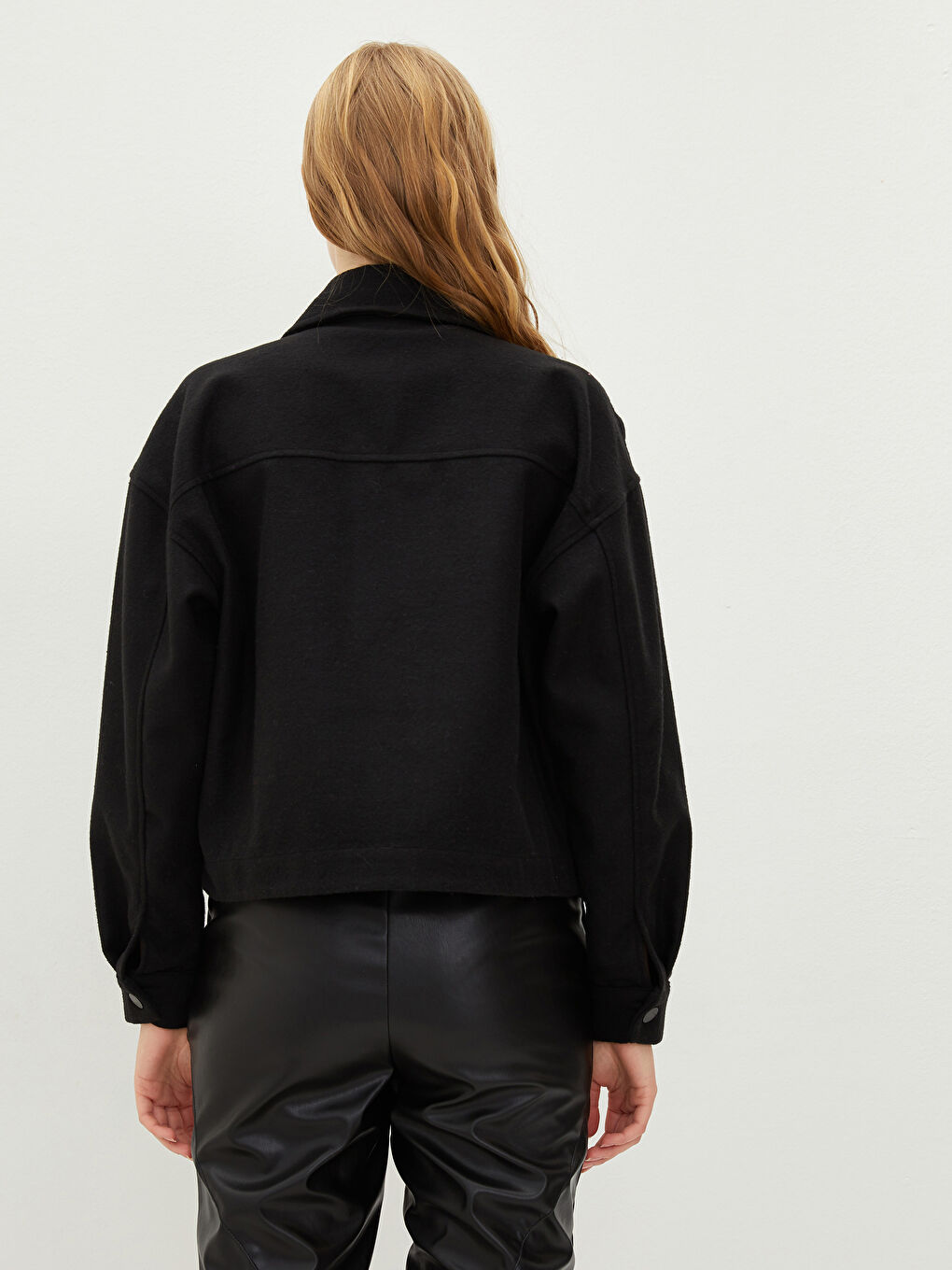 Shirt Collar Straight Long Sleeve Women's Cachet Jacket-4