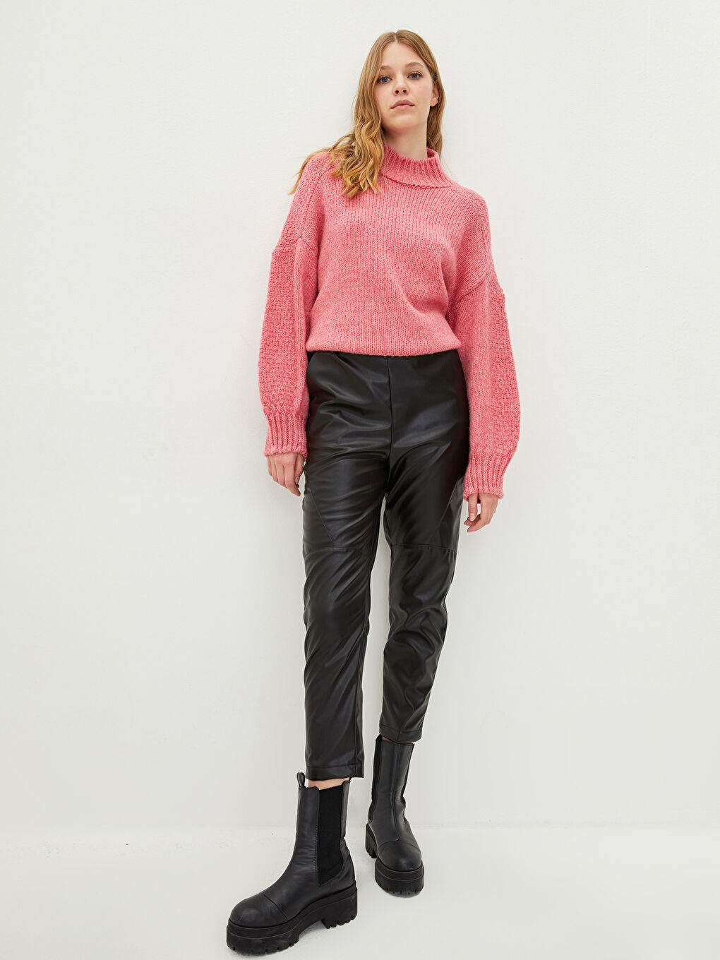 Pantalon à Taille Élastique Coupe Droite Standard pour Femmes