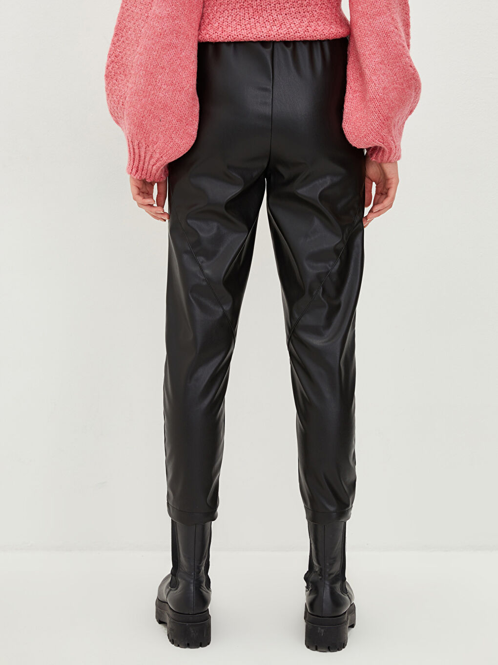 Pantalon à Taille Élastique Coupe Droite Standard pour Femmes-4