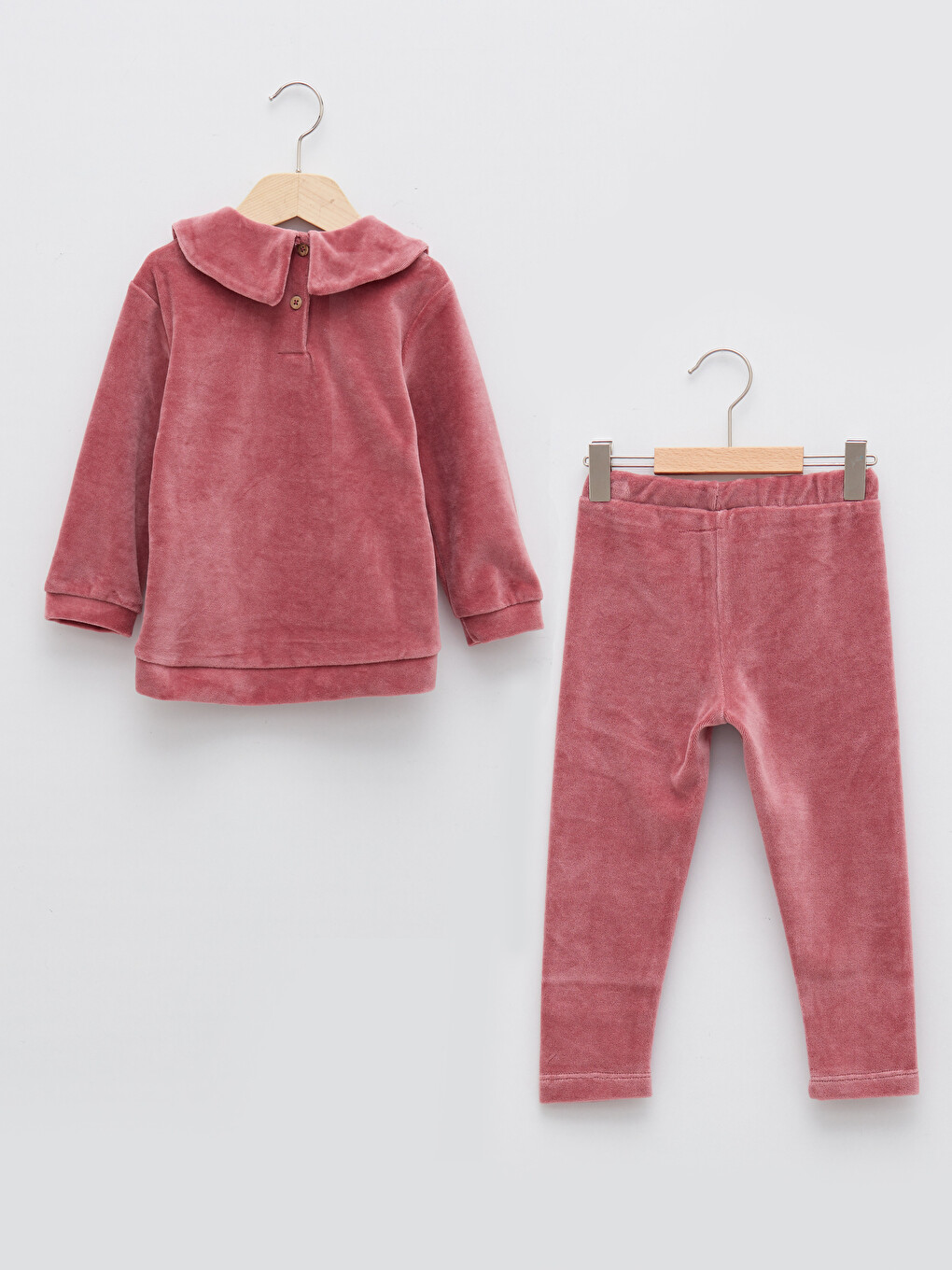 Bebe Collar Long Sleeve Basic Velvet Baby Girl Sweatshirt and Leggings 2-Pack Set-6