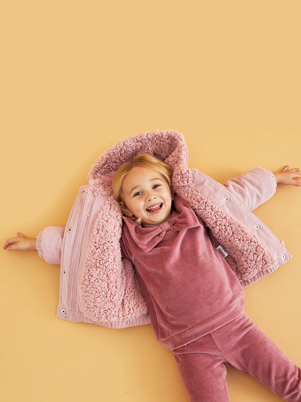 Bebe Collar Long Sleeve Basic Velvet Baby Girl Sweatshirt and Leggings 2-Pack Set-4
