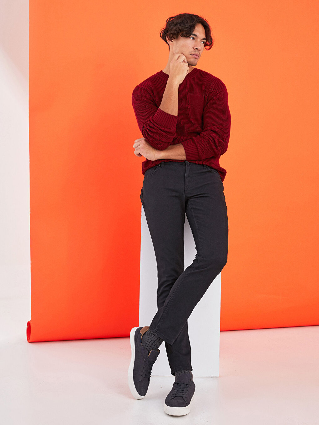 Siyah Slim Fit Gabardin Erkek Pantolon