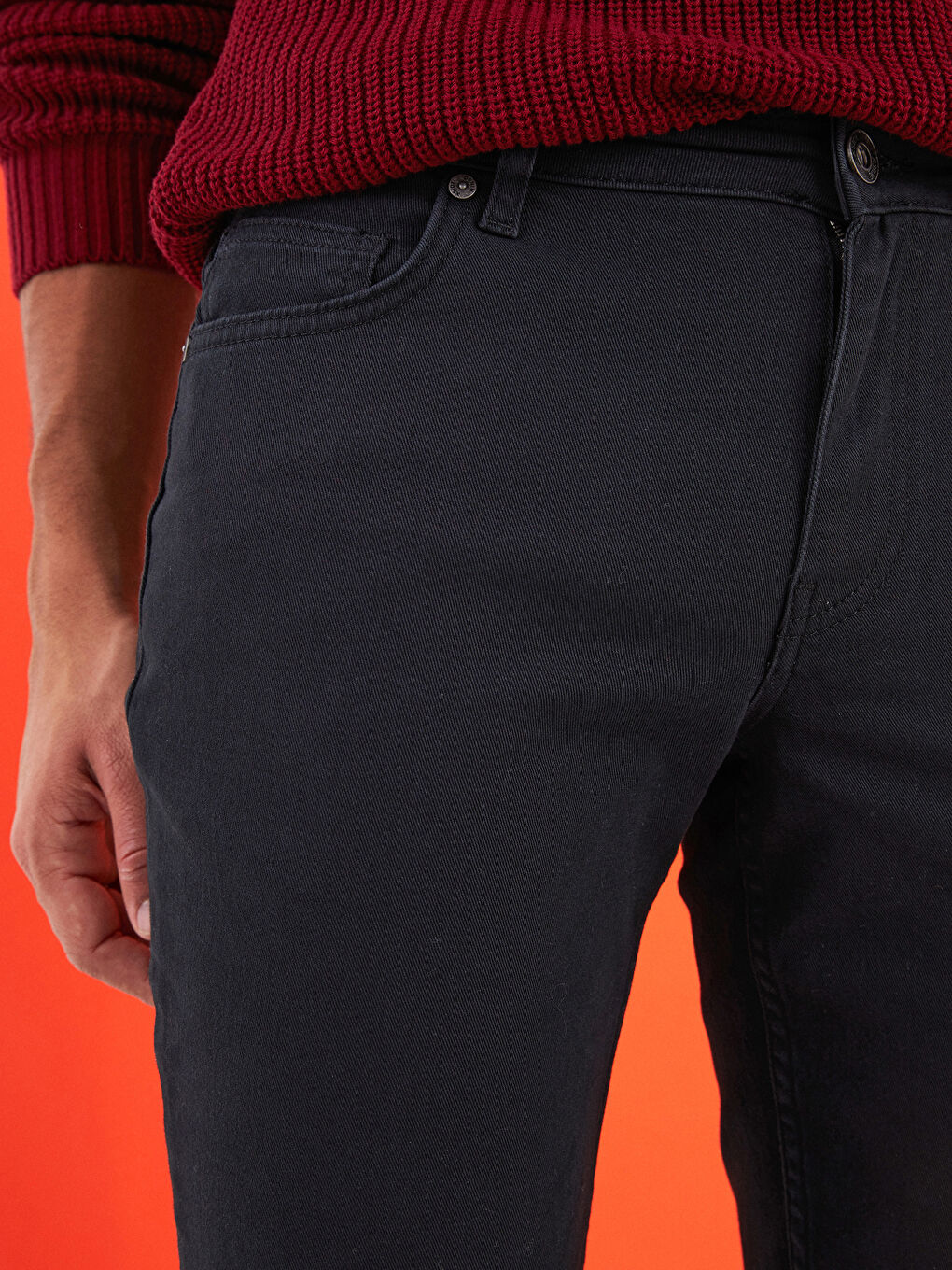 Siyah Slim Fit Gabardin Erkek Pantolon-3