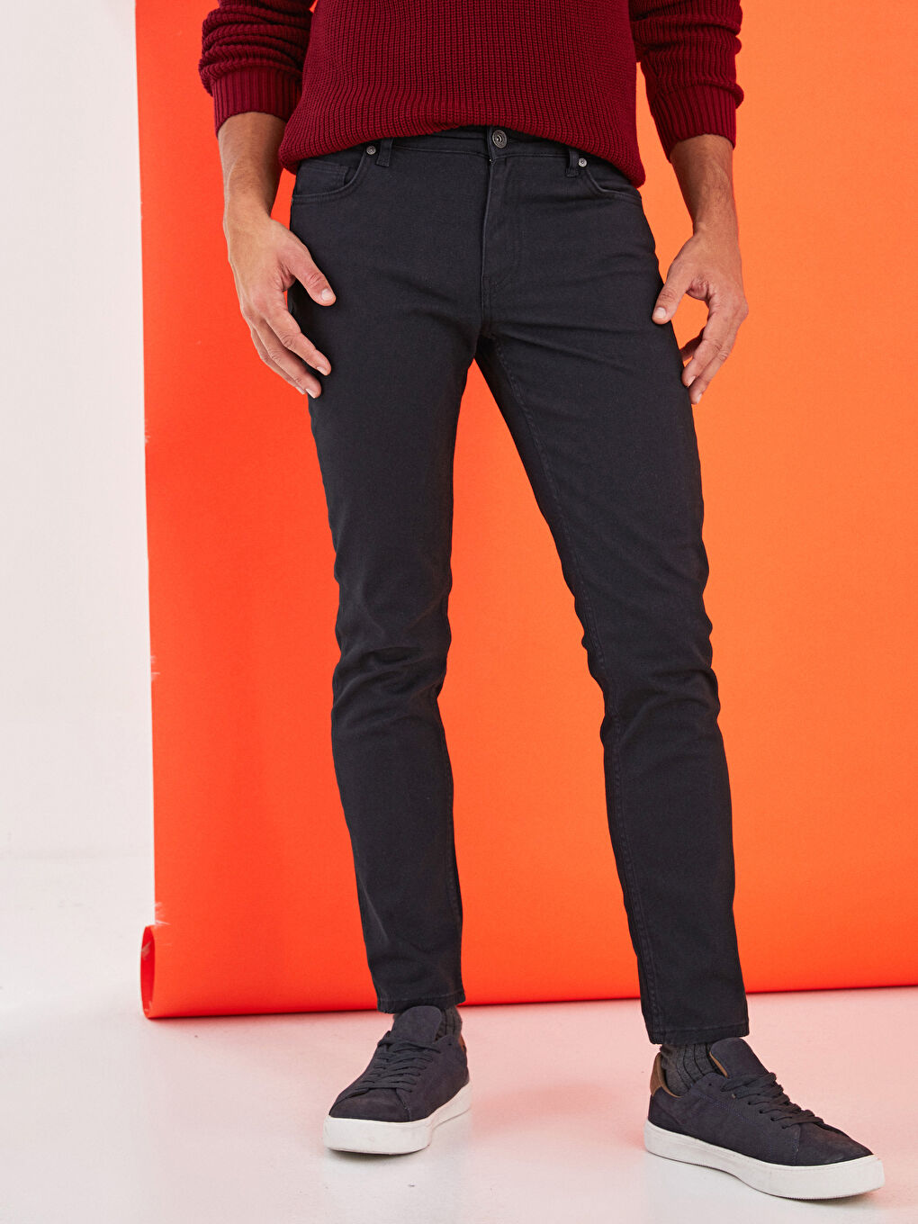 Siyah Slim Fit Gabardin Erkek Pantolon-4