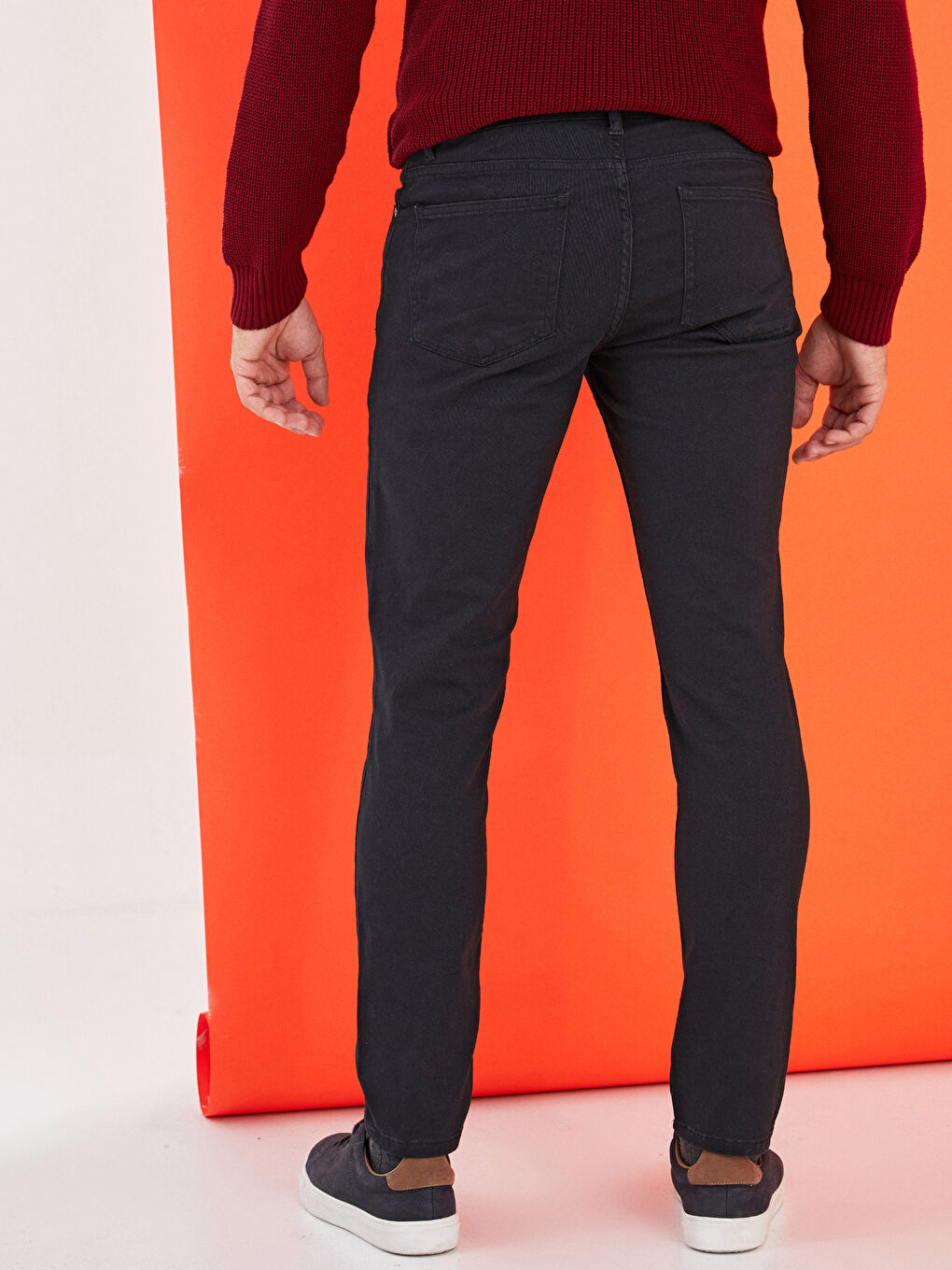 Siyah Slim Fit Gabardin Erkek Pantolon-5