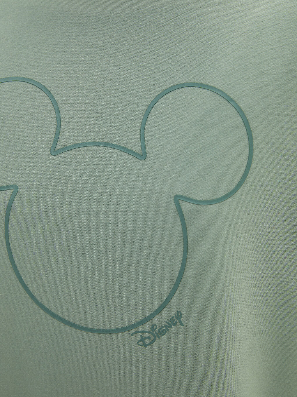 Yeşil Bisiklet Yaka Mickey Mouse Baskılı Kadın Sweatshirt Tunik-2