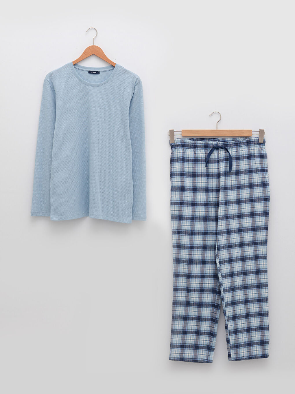 Пижамный комплект в клетку стандартного кроя для мужчин-4
