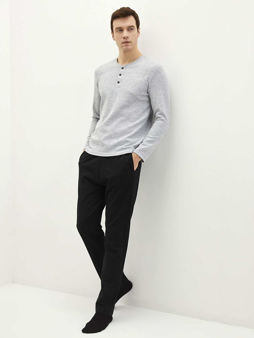 Gri Standart Kalıp Erkek Pijama Takımı