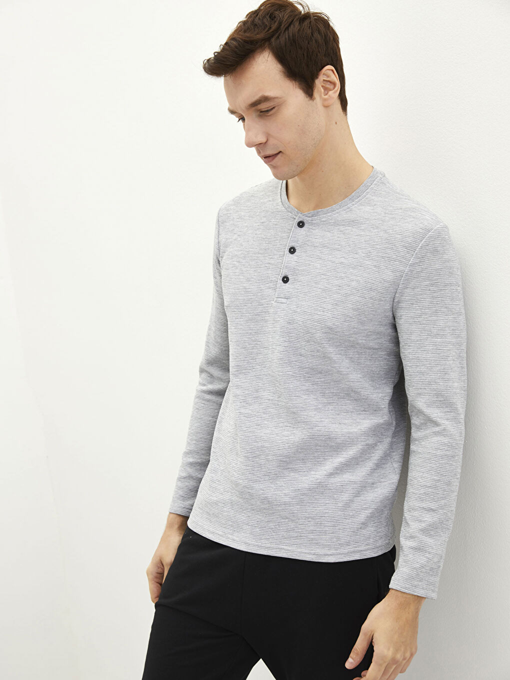 Gri Standart Kalıp Erkek Pijama Takımı-2