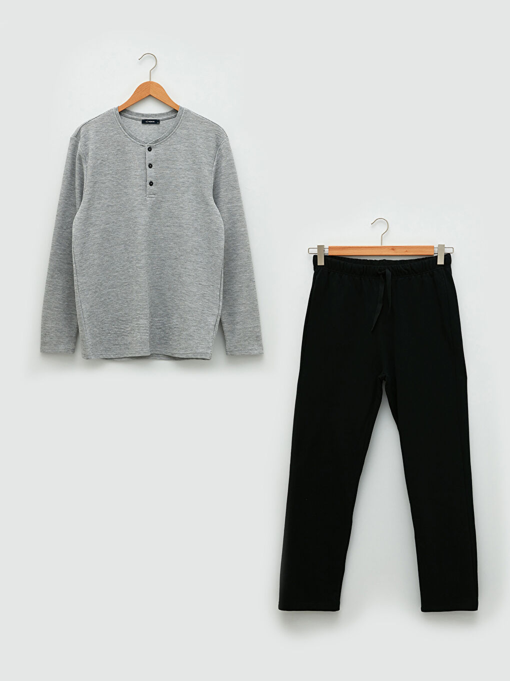 Gri Standart Kalıp Erkek Pijama Takımı-5