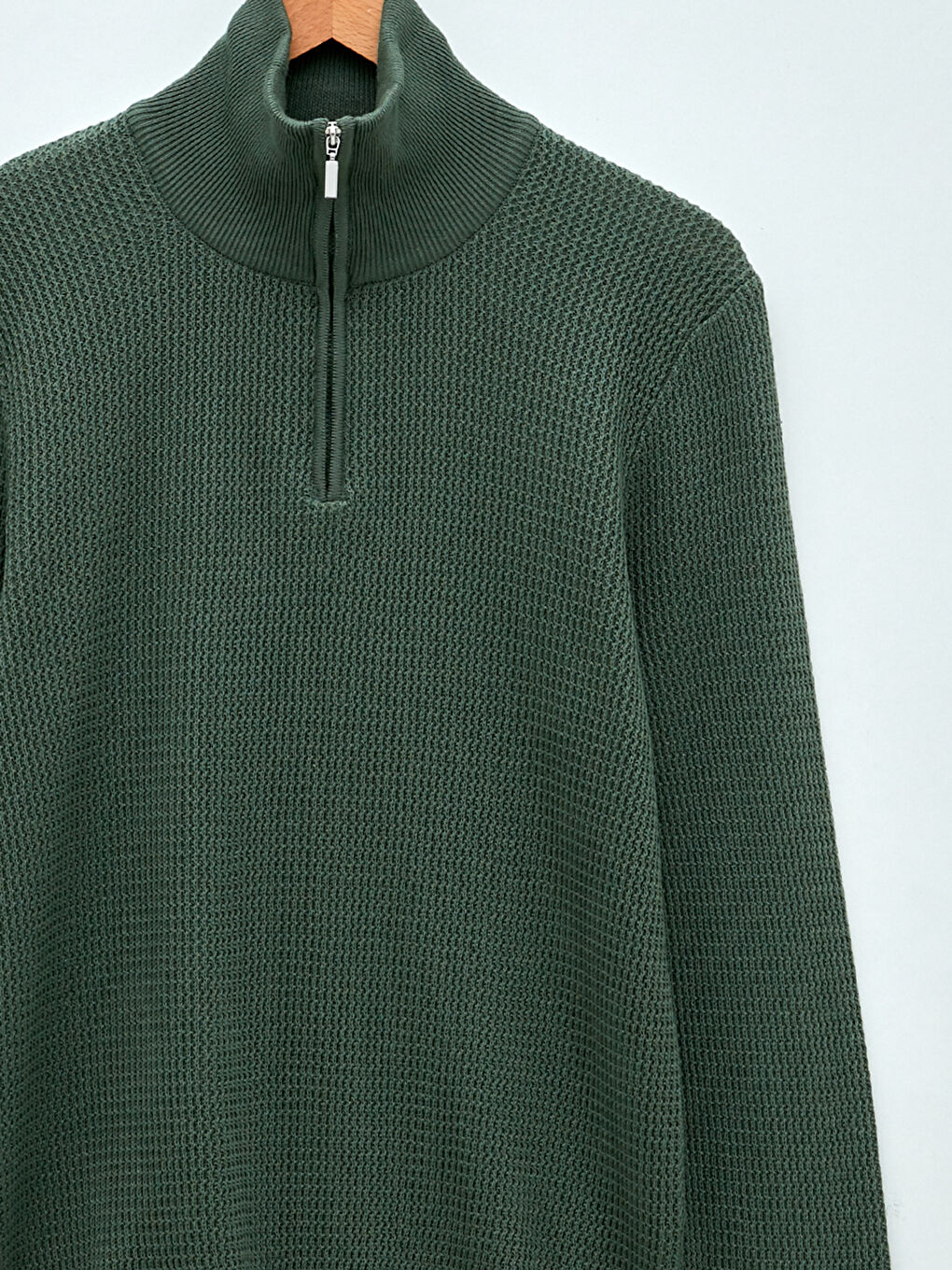 Funnel Neck Long Sleeve Men's Knitwear Sweater-7