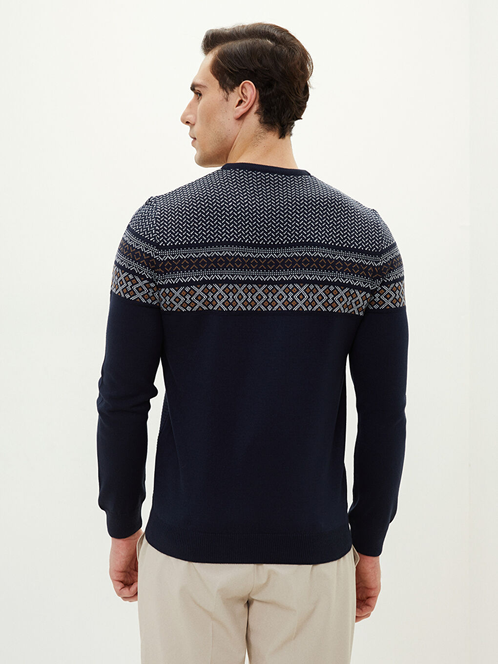 LCWAIKIKI Classic Crew Neck Long Sleeve Patterned Men's Knitwear Sweater -W1K113Z8-RFH