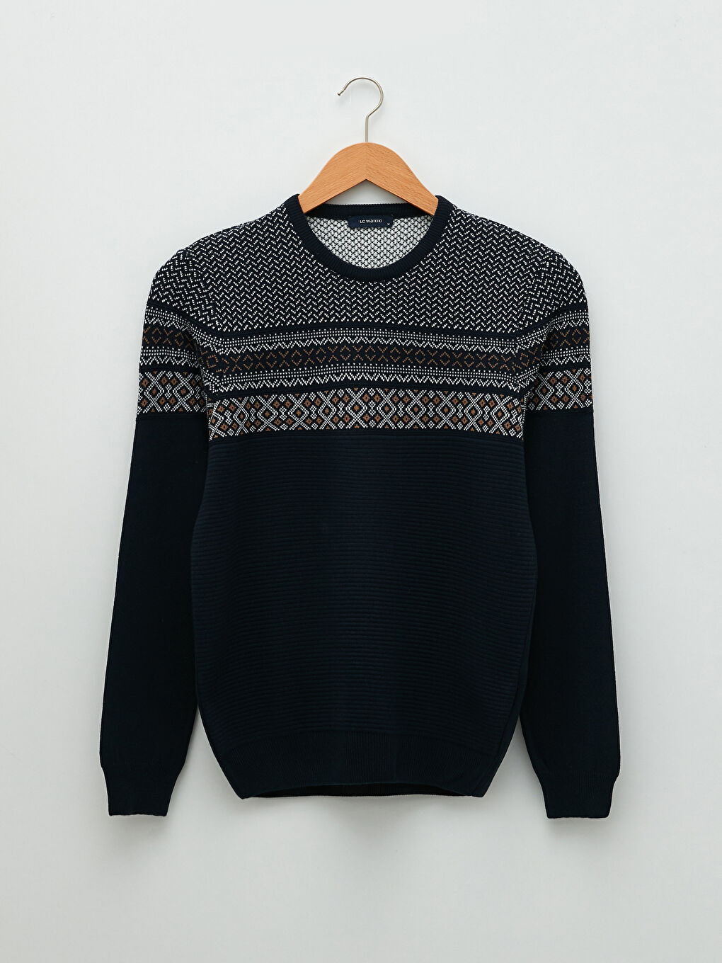 LCWAIKIKI Classic Crew Neck Long Sleeve Patterned Men's Knitwear Sweater -W1K113Z8-RFH