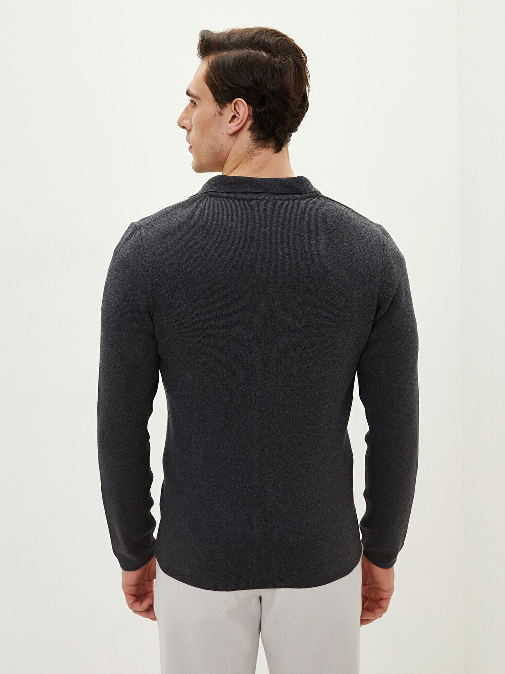 Comfortable Fit Polo Collar Long Sleeved Men's Knitwear Cardigan-4