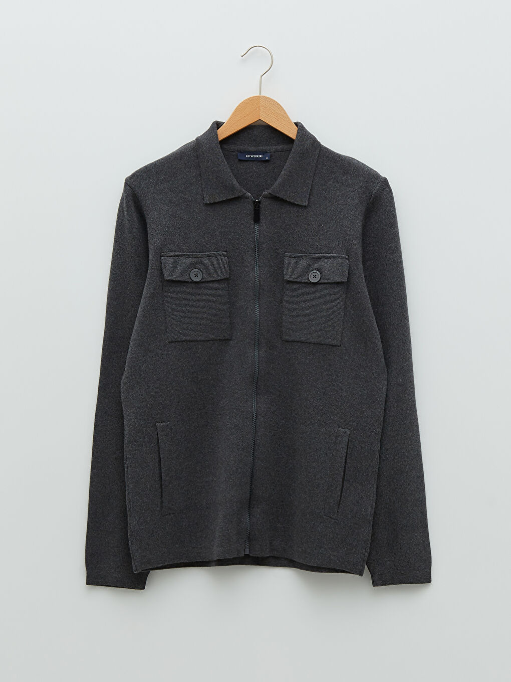 Comfortable Fit Polo Collar Long Sleeved Men's Knitwear Cardigan-5