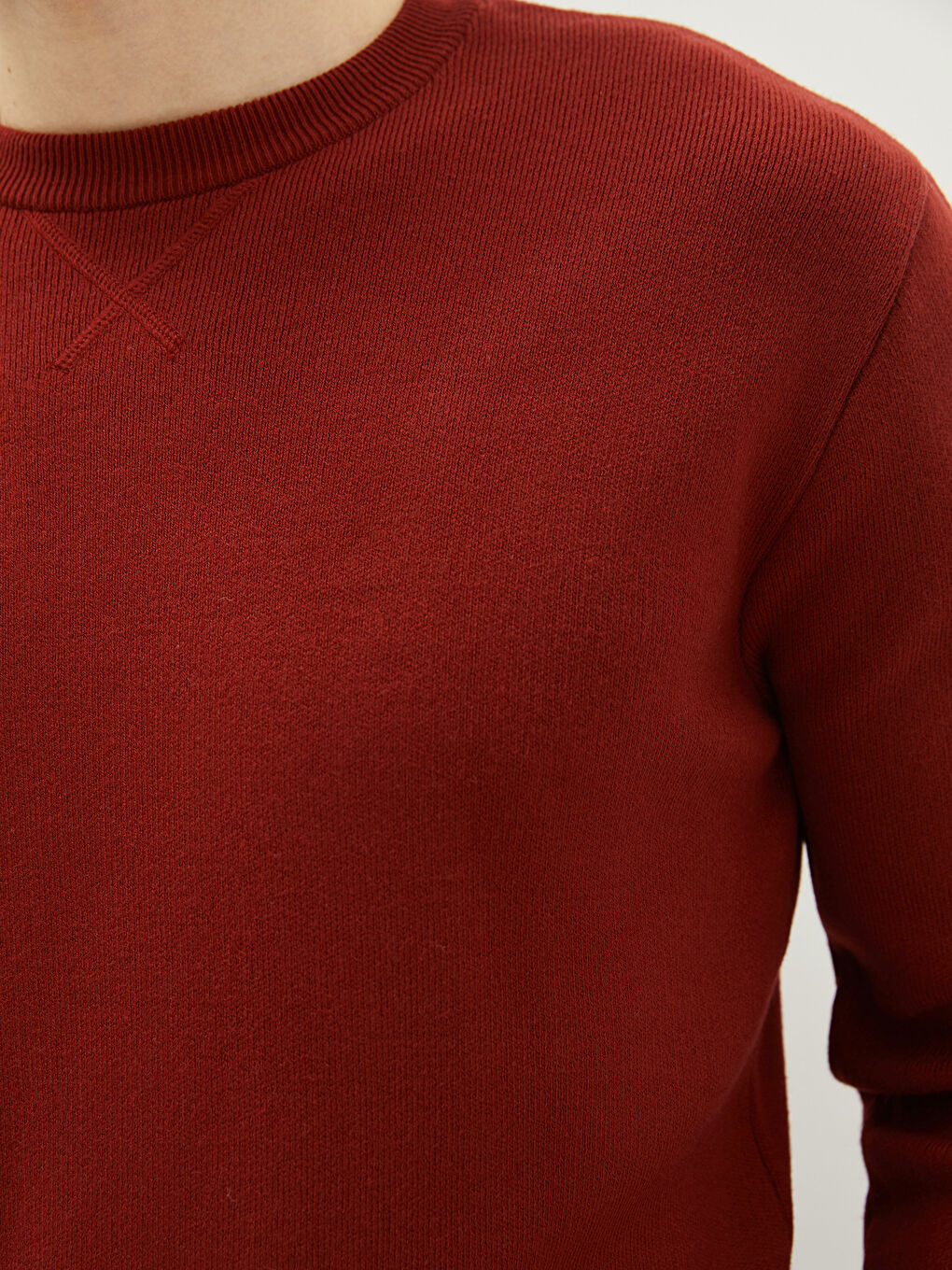 Crew Neck Long Sleeve Men's Tricot Sweater-3