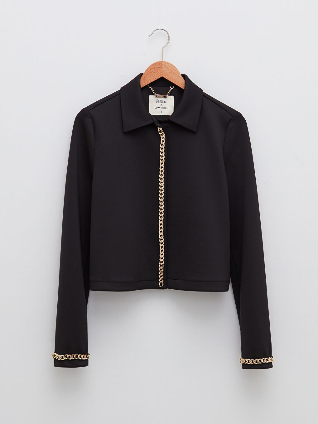 GAMZE SARAÇOĞLU X LCW VISION WOMEN'S JACKET - SHIRT COLLAR CHAIN ??DETAILED LONG SLEEVE-6