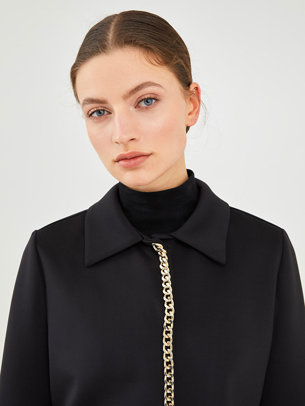 GAMZE SARAÇOĞLU X LCW VISION WOMEN'S JACKET - SHIRT COLLAR CHAIN ??DETAILED LONG SLEEVE-3