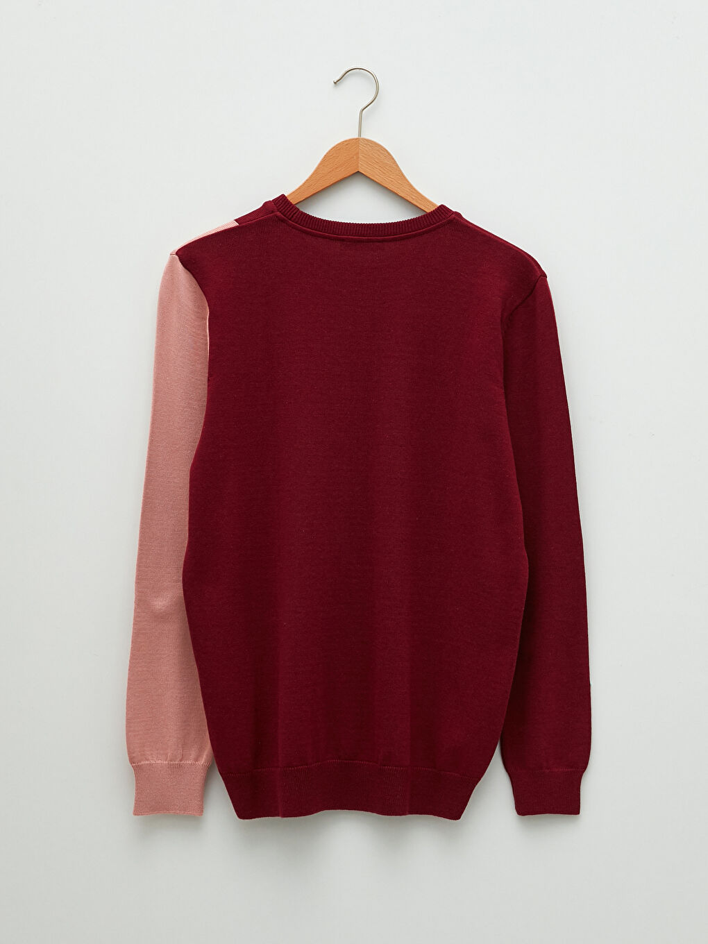 Пуловер с кръгло деколте, дълъг ръкав, цветен блок, за мъже, трикотаж-6