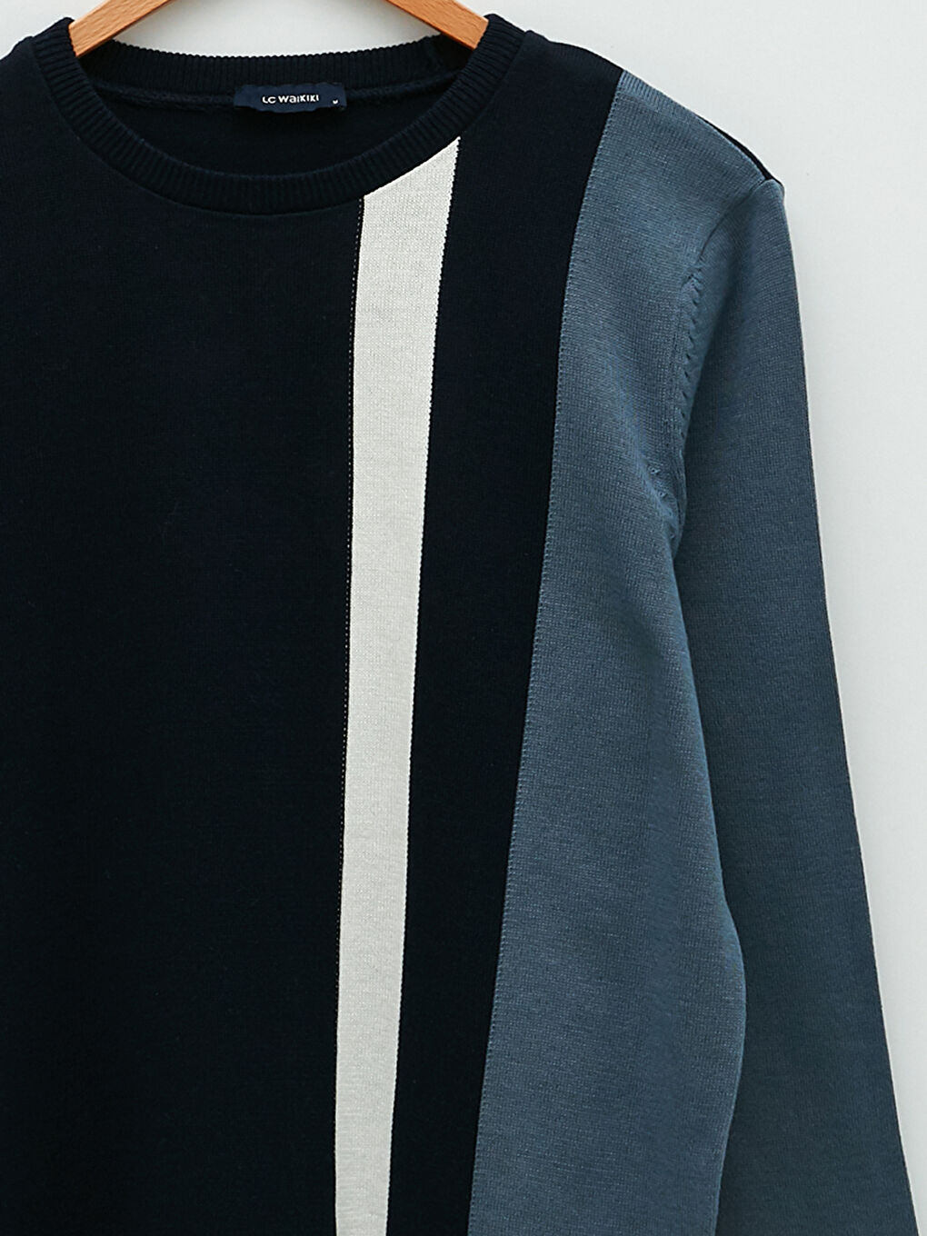 Crew Neck Long Sleeve Color Block Men's Knitwear Sweater-7