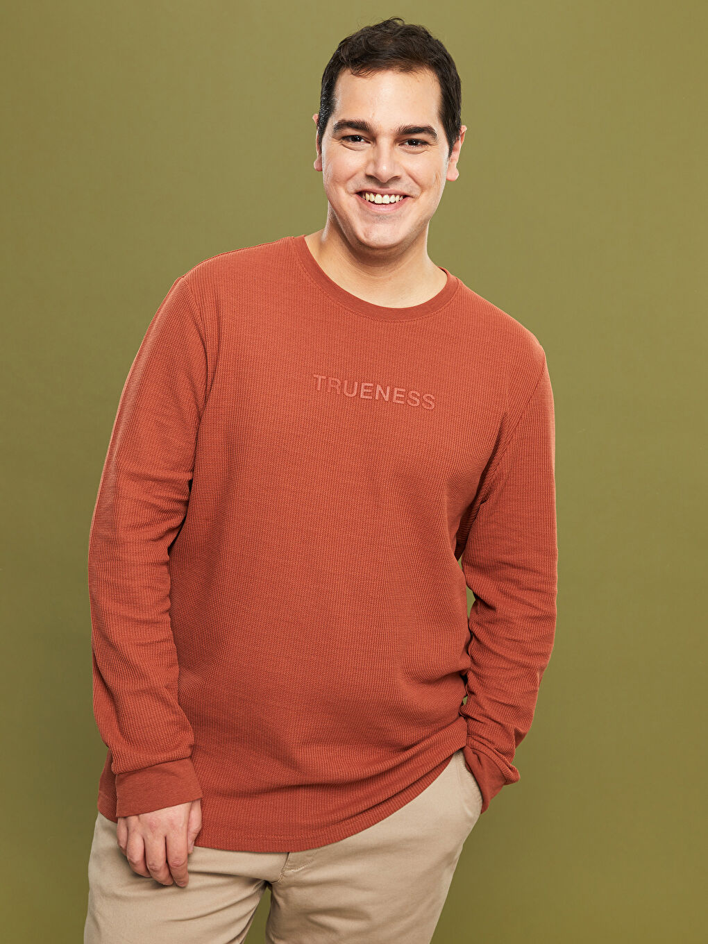 Plus Size Crew Neck Long Sleeve Printed Men's T-Shirt